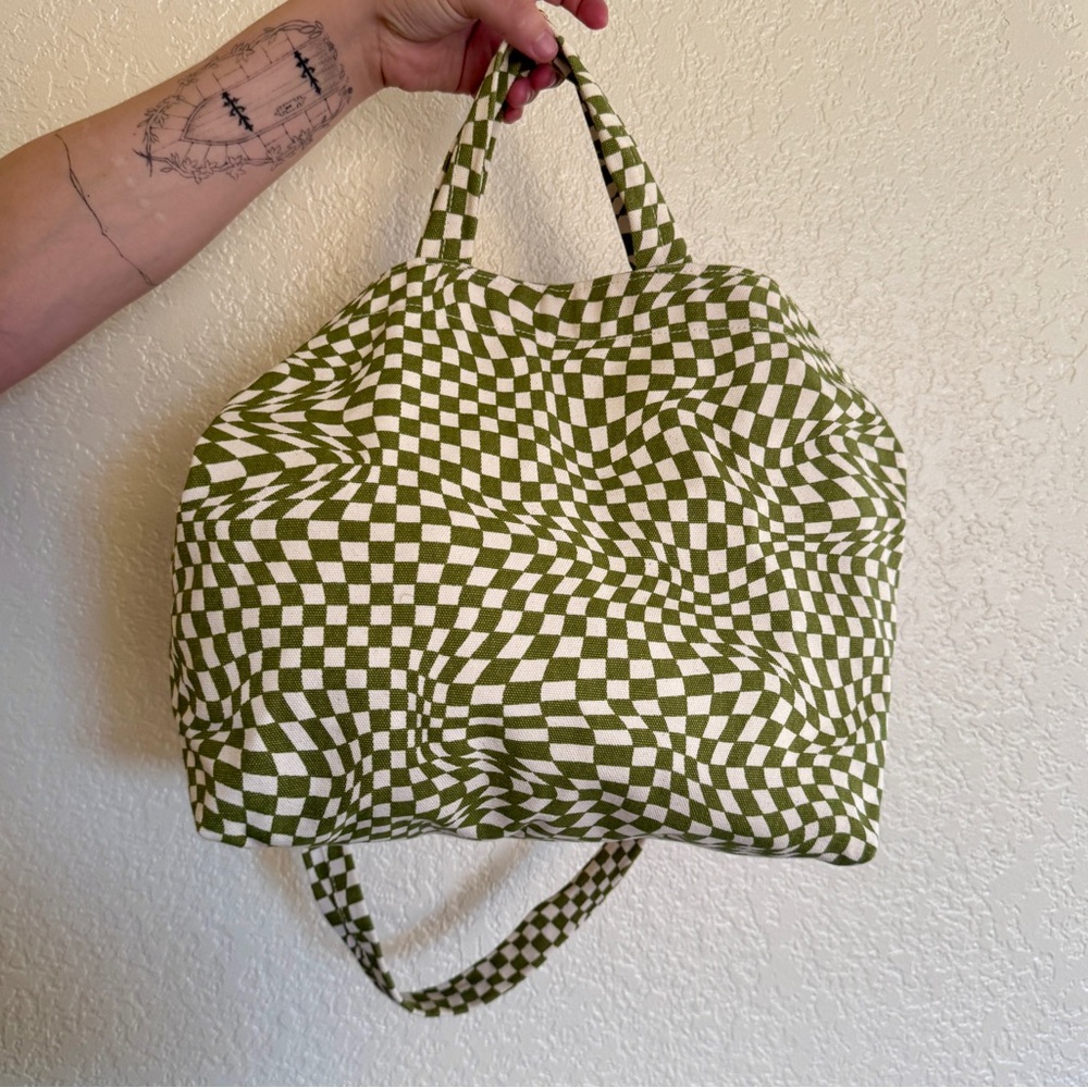 Baggu Horizontal Duck bag in Green Trippy Checker